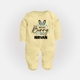 Mini Bunny Personalized Fullbody suit – Cute Easter Outfit with Name - PASTEL YELLOW - New Born (Chest 7.5")