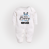 Mini Bunny Personalized Fullbody suit – Cute Easter Outfit with Name - WHITE - New Born (Chest 7.5")