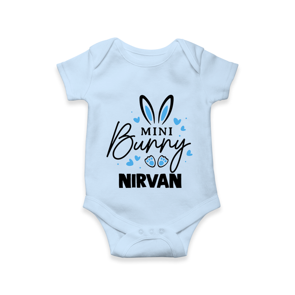 Mini Bunny Personalized Romper – Cute Easter Outfit with Name - BABY BLUE - New Born (Chest 14")