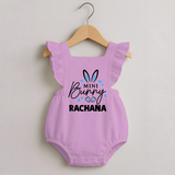 Mini Bunny Personalized Romper frock – Cute Easter Outfit with Name - BABY PINK - 0 - 3 Months Old (Chest 19")
