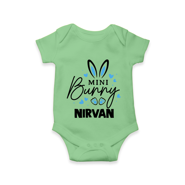Mini Bunny Personalized Romper – Cute Easter Outfit with Name - GREEN - New Born (Chest 14")