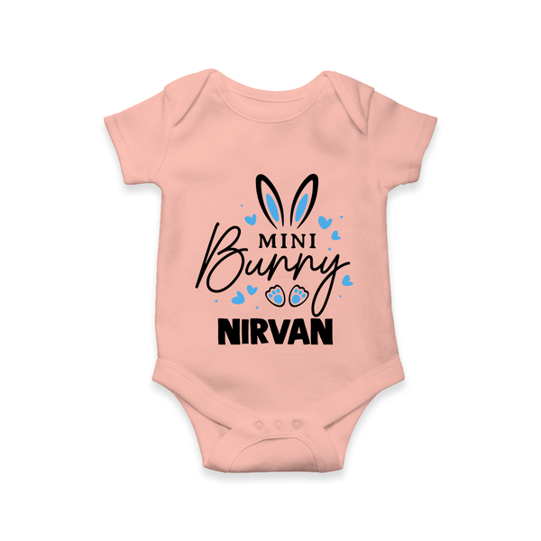 Mini Bunny Personalized Romper – Cute Easter Outfit with Name - PEACH - New Born (Chest 14")