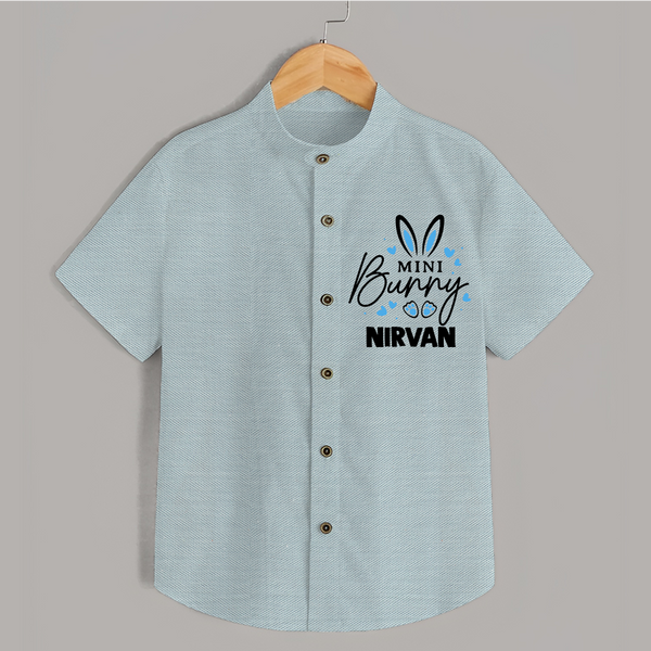 Mini Bunny Personalized Shirt – Cute Easter Outfit with Name - ARCTIC BLUE - 0 - 6 Months Old (Chest 23")