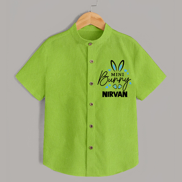 Mini Bunny Personalized Shirt – Cute Easter Outfit with Name - LIME GREEN - 0 - 6 Months Old (Chest 23")