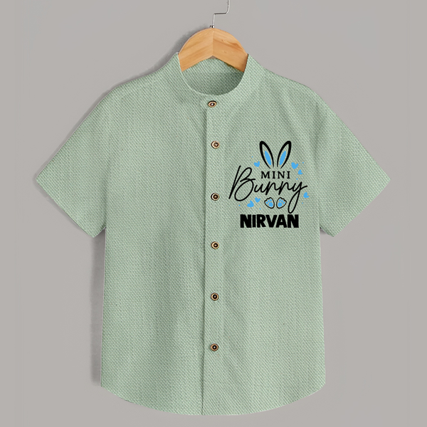 Mini Bunny Personalized Shirt – Cute Easter Outfit with Name - MINT GREEN - 0 - 6 Months Old (Chest 23")