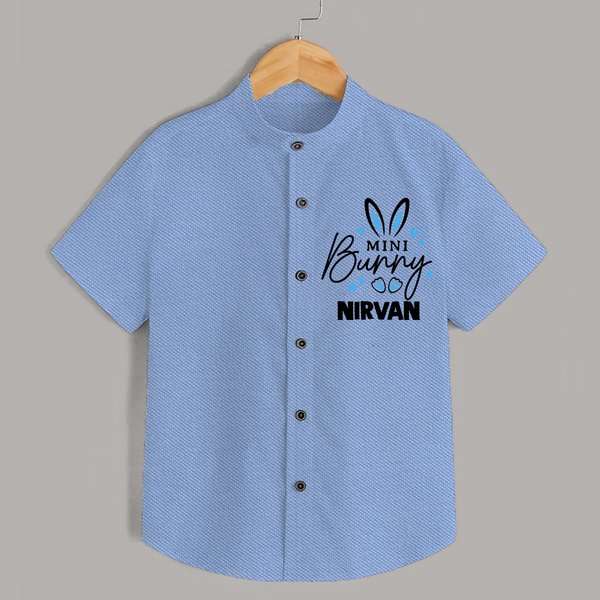 Mini Bunny Personalized Shirt – Cute Easter Outfit with Name - SKY BLUE - 0 - 6 Months Old (Chest 23")