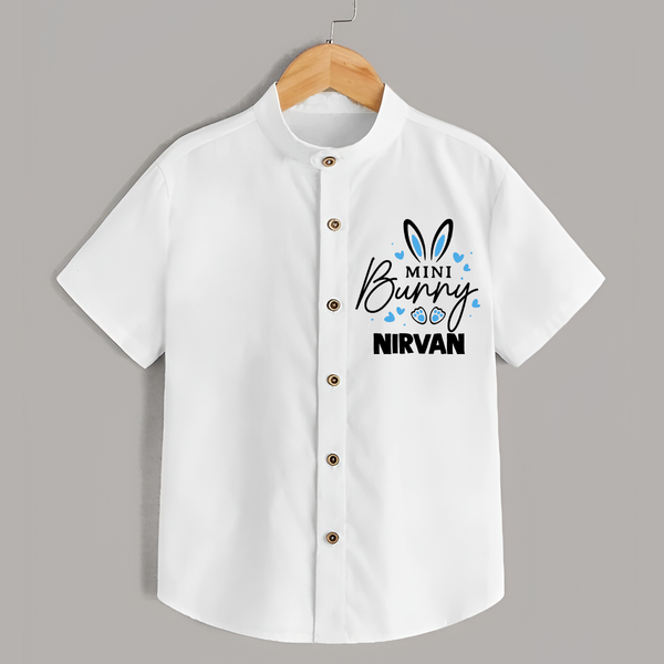 Mini Bunny Personalized Shirt – Cute Easter Outfit with Name - WHITE - 0 - 6 Months Old (Chest 23")