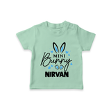 Mini Bunny Personalized T-Shirt – Cute Easter Outfit with Name - MINT GREEN - 0-5 Months Old (Chest 17")
