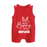 Mini Bunny Personalized Romper Suit – Cute Easter Outfit with Name - RED - New Born (Chest 18")