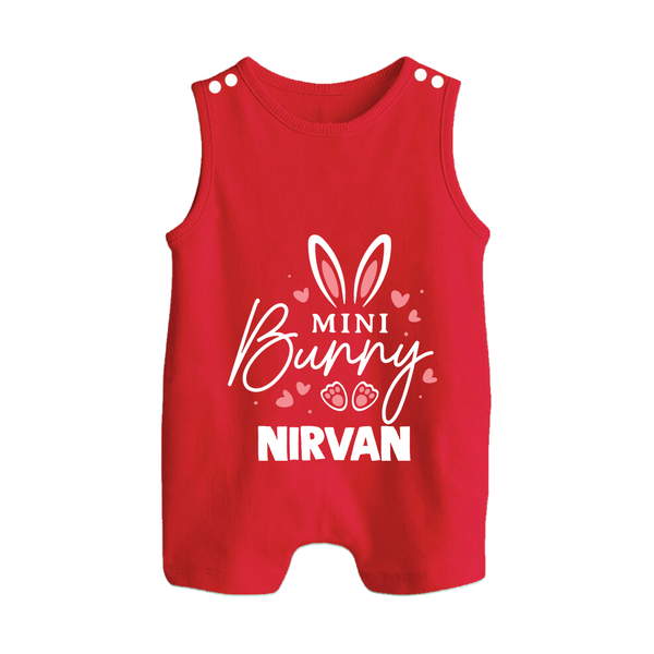 Mini Bunny Personalized Romper Suit – Cute Easter Outfit with Name - RED - New Born (Chest 18")
