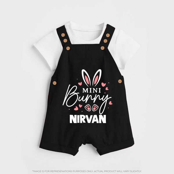 Mini Bunny Personalized Dungaree – Cute Easter Outfit with Name - BLACK - 0 - 5 Months Old (Chest 18")