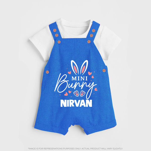 Mini Bunny Personalized Dungaree – Cute Easter Outfit with Name - COBALT BLUE - 0 - 5 Months Old (Chest 18")