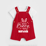 Mini Bunny Personalized Dungaree – Cute Easter Outfit with Name - RED - 0 - 5 Months Old (Chest 18")