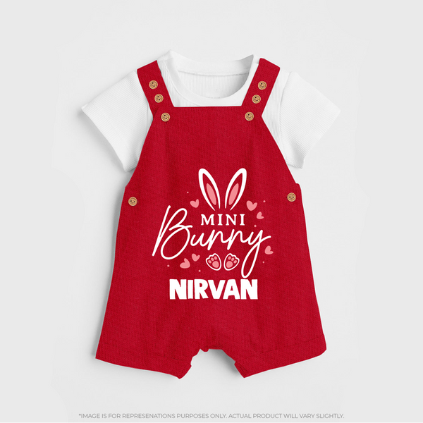 Mini Bunny Personalized Dungaree – Cute Easter Outfit with Name - RED - 0 - 5 Months Old (Chest 18")