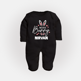 Mini Bunny Personalized Fullbody suit – Cute Easter Outfit with Name - BLACK - New Born (Chest 7.5")