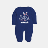 Mini Bunny Personalized Fullbody suit – Cute Easter Outfit with Name - NAVY BLUE - New Born (Chest 7.5")