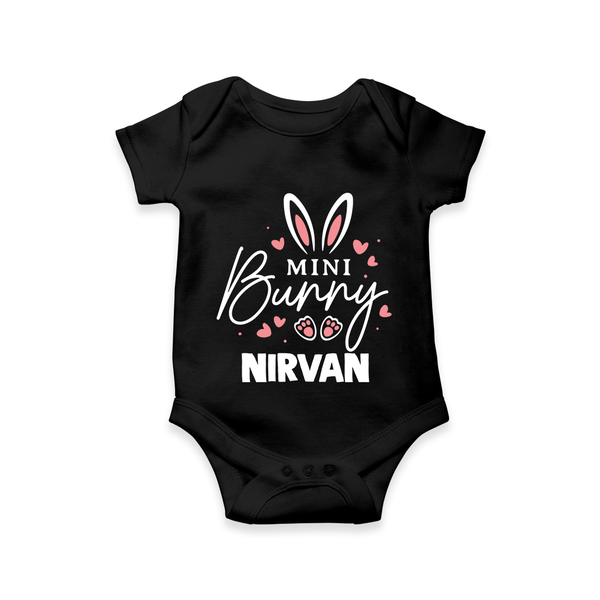 Mini Bunny Personalized Romper – Cute Easter Outfit with Name - BLACK - New Born (Chest 14")