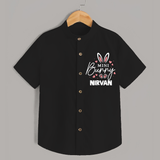 Mini Bunny Personalized Shirt – Cute Easter Outfit with Name - BLACK - 0 - 6 Months Old (Chest 23")