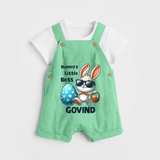 Bunny’s Little Boss Personalized Dungaree – Cool Easter Bunny Outfit - GREEN - 0 - 5 Months Old (Chest 18")