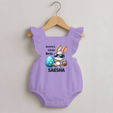 Bunny’s Little Boss Personalized Romper frock – Cool Easter Bunny Outfit - LILAC - 0 - 3 Months Old (Chest 19")