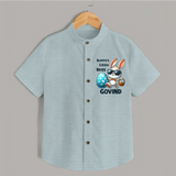 Bunny’s Little Boss Personalized Shirt – Cool Easter Bunny Outfit - ARCTIC BLUE - 0 - 6 Months Old (Chest 23")