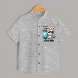 Bunny’s Little Boss Personalized Shirt – Cool Easter Bunny Outfit - GREY - 0 - 6 Months Old (Chest 23")