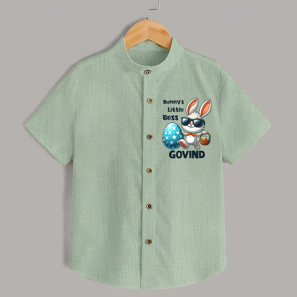 Bunny’s Little Boss Personalized Shirt – Cool Easter Bunny Outfit - MINT GREEN - 0 - 6 Months Old (Chest 23")