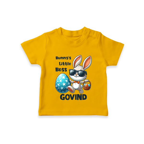 Bunny’s Little Boss Personalized T-Shirt – Cool Easter Bunny Outfit - CHROME YELLOW - 0-5 Months Old (Chest 17")