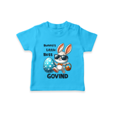 Bunny’s Little Boss Personalized T-Shirt – Cool Easter Bunny Outfit - SKY BLUE - 0-5 Months Old (Chest 17")