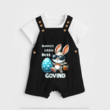 Bunny’s Little Boss Personalized Dungaree – Cool Easter Bunny Outfit - BLACK - 0 - 5 Months Old (Chest 18")