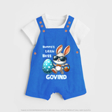 Bunny’s Little Boss Personalized Dungaree – Cool Easter Bunny Outfit - COBALT BLUE - 0 - 5 Months Old (Chest 18")