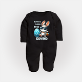 Bunny’s Little Boss Personalized Fullbody suit – Cool Easter Bunny Outfit - BLACK - New Born (Chest 7.5")