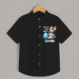 Bunny’s Little Boss Personalized Shirt – Cool Easter Bunny Outfit - BLACK - 0 - 6 Months Old (Chest 23")