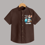 Bunny’s Little Boss Personalized Shirt – Cool Easter Bunny Outfit - CHOCOLATE BROWN - 0 - 6 Months Old (Chest 23")