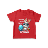 Bunny’s Little Boss Personalized T-Shirt – Cool Easter Bunny Outfit - RED - 0-5 Months Old (Chest 17")