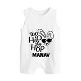 Too Hip to Hop Personalized Romper Suit – Cool Easter Outfit - WHITE - New Born (Chest 18")