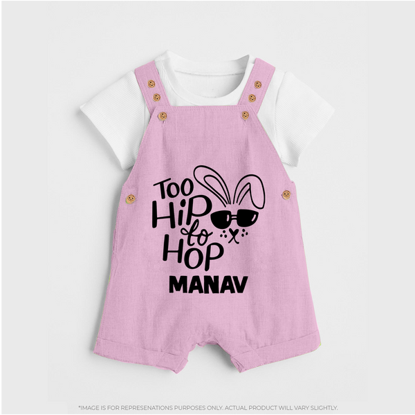 Too Hip to Hop Personalized Dungaree – Cool Easter Outfit - BABY PINK - 0 - 5 Months Old (Chest 18")