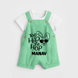 Too Hip to Hop Personalized Dungaree – Cool Easter Outfit - GREEN - 0 - 5 Months Old (Chest 18")