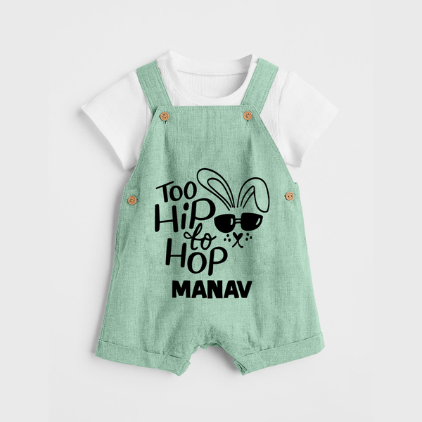 Too Hip to Hop Personalized Dungaree – Cool Easter Outfit - MINT GREEN - 0 - 5 Months Old (Chest 18")