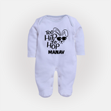 Too Hip to Hop Personalized Fullbody suit – Cool Easter Outfit - BABY BLUE - New Born (Chest 7.5")