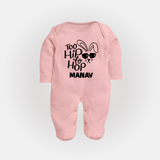 Too Hip to Hop Personalized Fullbody suit – Cool Easter Outfit - BABY PINK - New Born (Chest 7.5")