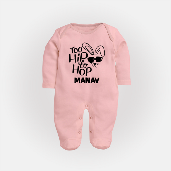 Too Hip to Hop Personalized Fullbody suit – Cool Easter Outfit - BABY PINK - New Born (Chest 7.5")