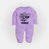 Too Hip to Hop Personalized Fullbody suit – Cool Easter Outfit - LILAC - New Born (Chest 7.5")