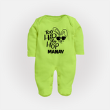 Too Hip to Hop Personalized Fullbody suit – Cool Easter Outfit - LIME GREEN - New Born (Chest 7.5")
