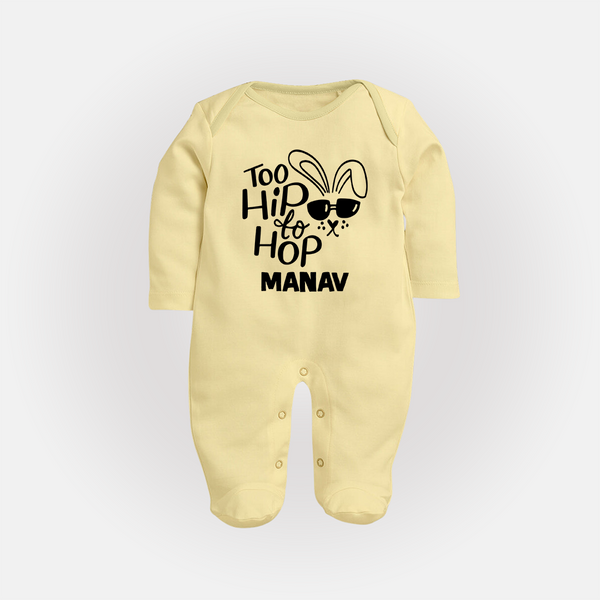 Too Hip to Hop Personalized Fullbody suit – Cool Easter Outfit - PASTEL YELLOW - New Born (Chest 7.5")