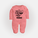 Too Hip to Hop Personalized Fullbody suit – Cool Easter Outfit - PEACH - New Born (Chest 7.5")