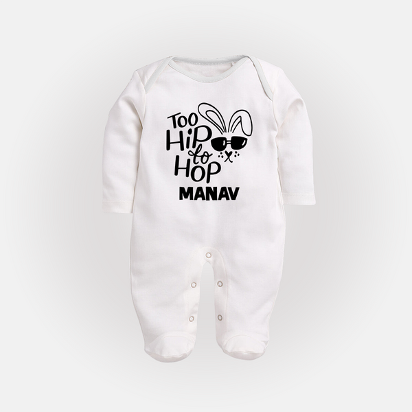 Too Hip to Hop Personalized Fullbody suit – Cool Easter Outfit - WHITE - New Born (Chest 7.5")