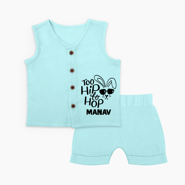 Too Hip to Hop Personalized Jabla Set – Cool Easter Outfit - BABY BLUE - 0 - 3 Months Old (Chest 9.8")