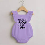 Too Hip to Hop Personalized Romper frock – Cool Easter Outfit - LILAC - 0 - 3 Months Old (Chest 19")