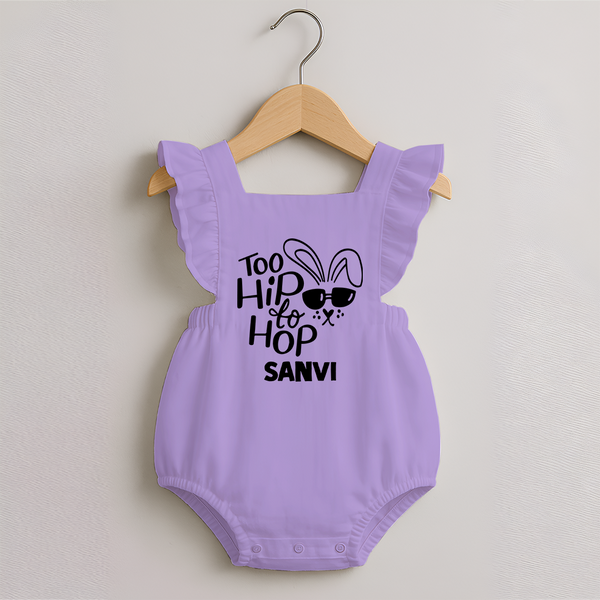 Too Hip to Hop Personalized Romper frock – Cool Easter Outfit - LILAC - 0 - 3 Months Old (Chest 19")